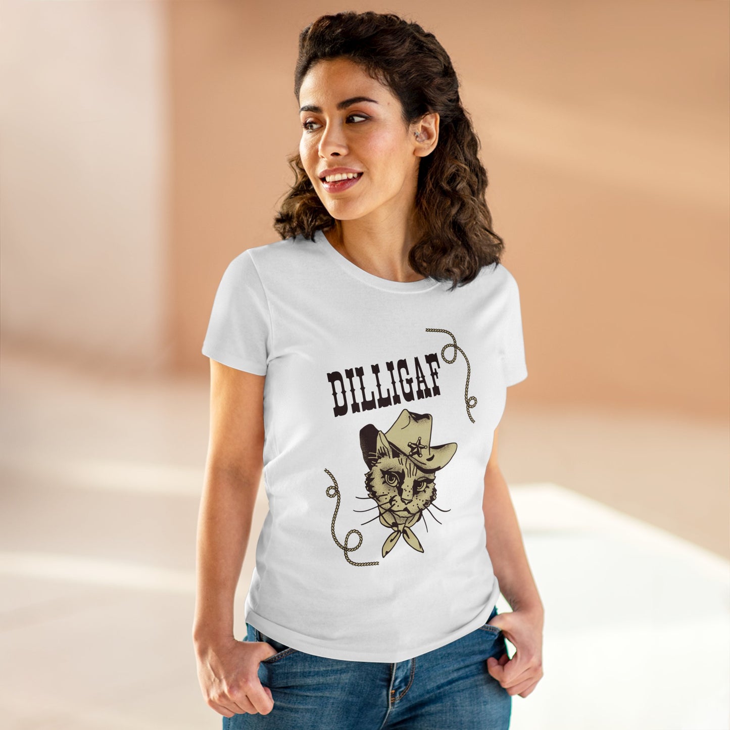 DILLIGAF Cowgirl Kitty Tee for Women