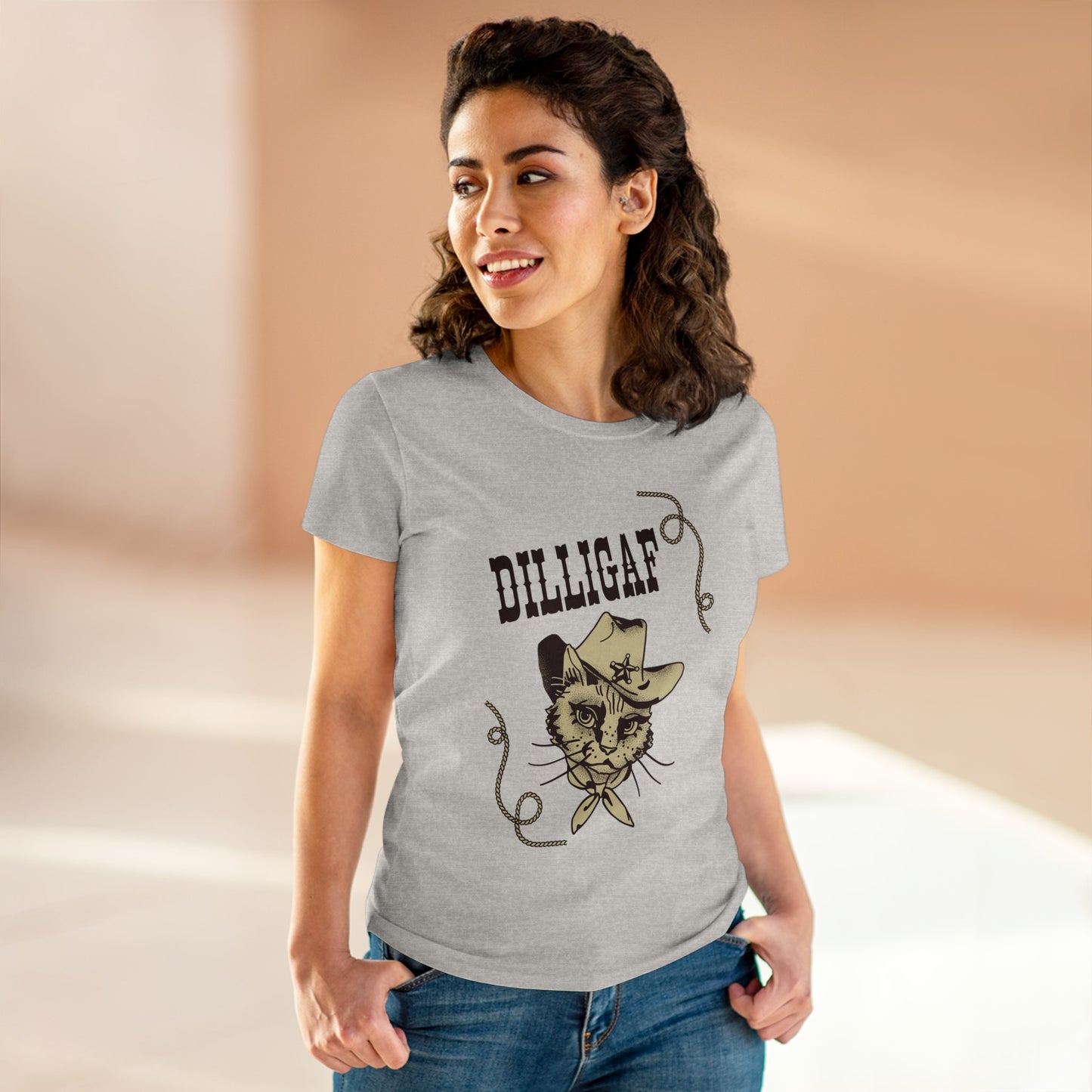DILLIGAF Cowgirl Kitty Tee for Women